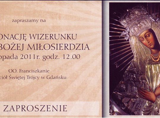 Grafika #1: Zaproszenie: koronacja obrazu Matki Bożej w Gdańsku